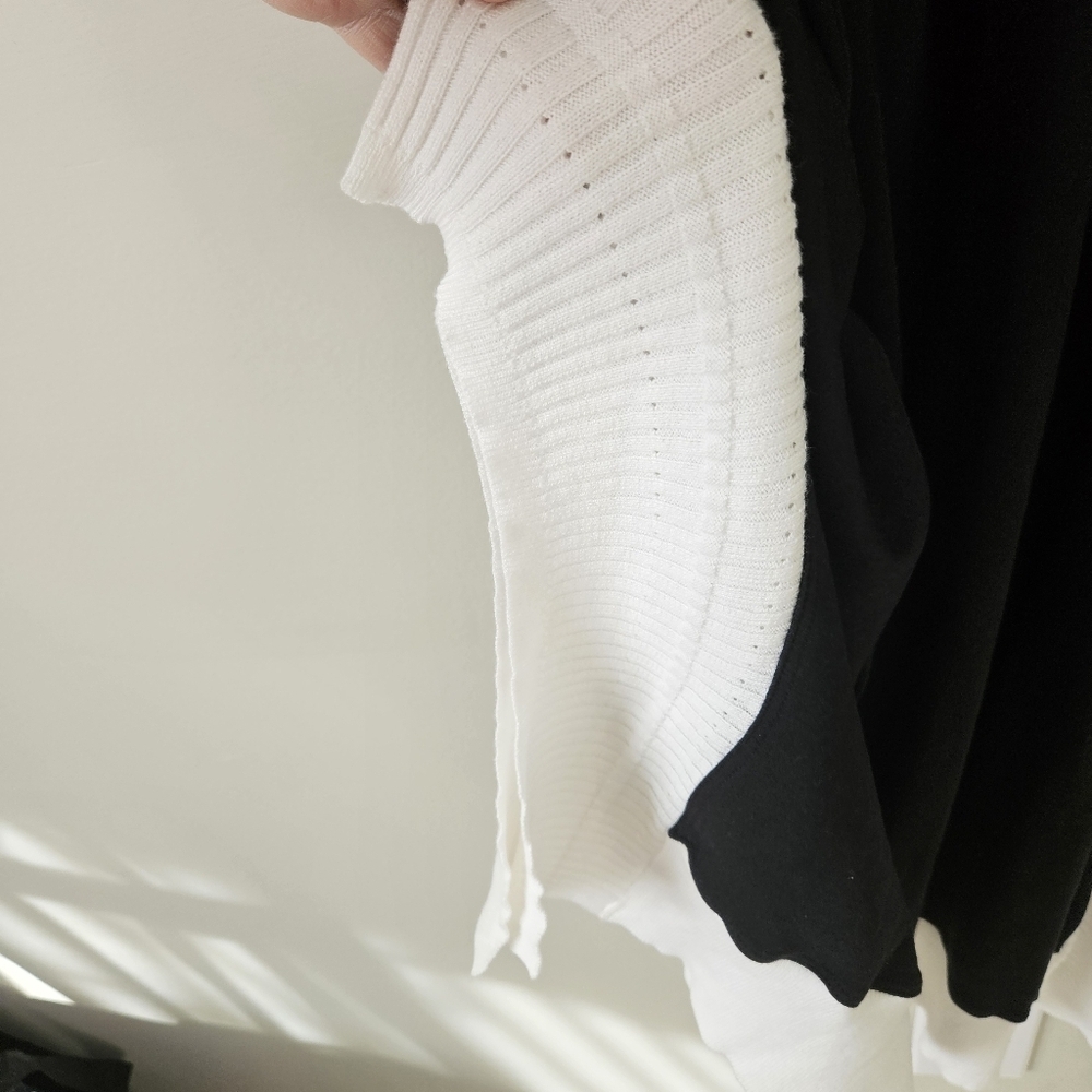 Planet by Lauren G Black & White Pima Cotton Asymmetrical Lagenlook Maxi Dress - Picture 7 of 15